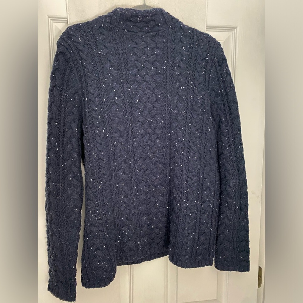 Lands End navy blue with small white threads throughout the material size LG